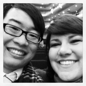 That's Taka. I took him to Th Utah Symphony at Abravanel Hall for his Christmas present. Aren't we cute?